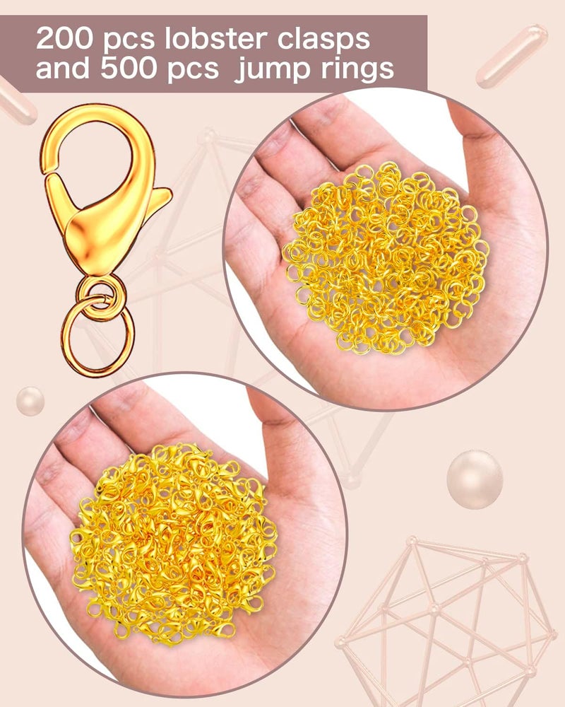 OHINGLT 700 Pieces Lobster Claw Clasps and Open Jump Rings Set, Gold Plated Bracelet Necklace Clasp for Jewelry Making - Image 3